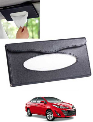CCMM Universal Leatherite Black Rectangle Tissue Paper Box/Dispencer For Car-326 Vehicle Tissue Dispenser(Black)