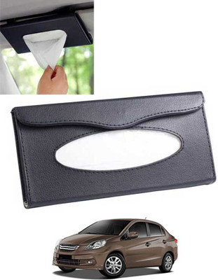 ABJD Leatherite Universal Black Rectangle Tissue Holder For Office,Home,Car-18 Vehicle Tissue Dispenser(Black)