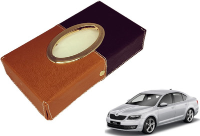 MOCKHE Chrom-Black-Tan Tisue Box Leatherete-197 Vehicle Tissue Dispenser(Black, Grey)