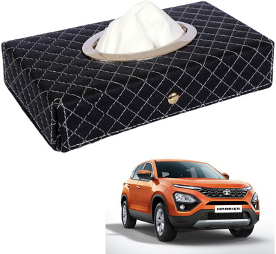 MOCKHE Cross-Black Tissue Box Leatherette-97 Vehicle Tissue Dispenser(Black)