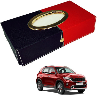 MOCKHE Chrom-Black-Red Tisue Box Leatherete-547 Vehicle Tissue Dispenser(Black, Red)