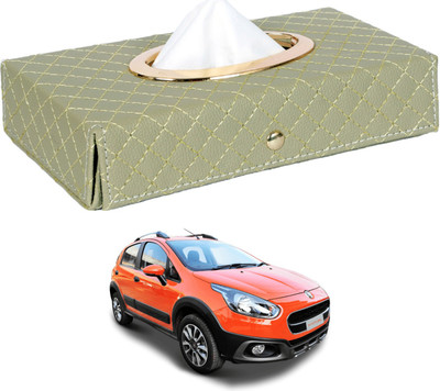 MOCKHE Cross-Beige Tissue Box Leatherette-389 Vehicle Tissue Dispenser(Beige)