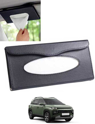ABJD Leatherite Universal Black Rectangle Tissue Holder For Office,Home,Car-101 Vehicle Tissue Dispenser(Black)