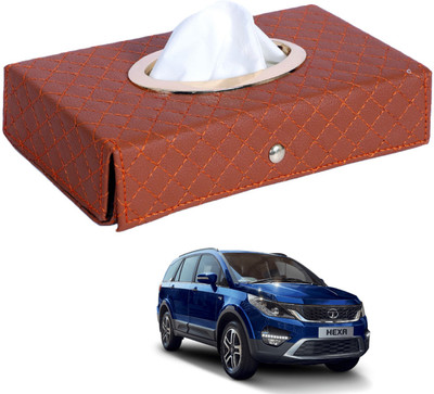 MOCKHE Cross-Tan Tissue Box Leatherette-228 Vehicle Tissue Dispenser(Grey)