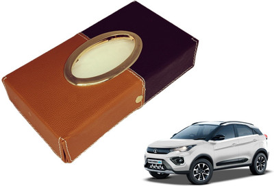 MOCKHE Chrom-Black-Tan Tisue Box Leatherete-115 Vehicle Tissue Dispenser(Black, Grey)