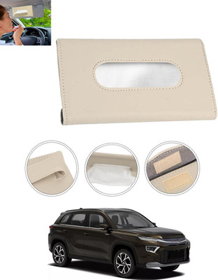 MSNP Universal Leatherite Rectangle Beige Tissue Box For Car/office/Home-283 Vehicle Tissue Dispenser(Beige)