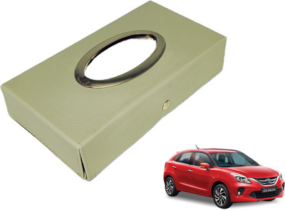 MOCKHE Chrom-Beige Tisue Box Leatherete-693 Vehicle Tissue Dispenser(Beige)