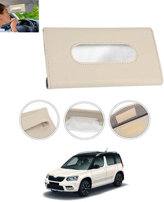 ABJD Leatherite Universal Beige Rectangle Tissue Holder For Office,Home,Car-327 Vehicle Tissue Dispenser(Beige)
