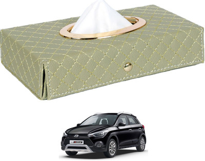 MOCKHE Cross-Beige Tissue Box Leatherette-466 Vehicle Tissue Dispenser(Beige)