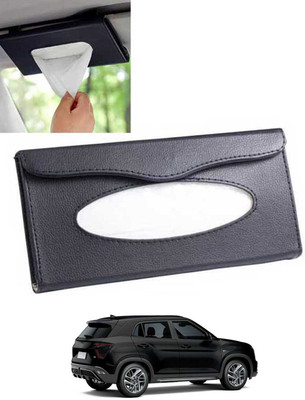 monolive Black Leatherite Rectangle Shape Fancy Design Tissue Dispencer For Car-302 Vehicle Tissue Dispenser(Black)