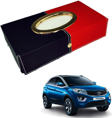 MOCKHE Chrom-Black-Red Tisue Box Leatherete-116 Vehicle Tissue Dispenser(Black, Red)