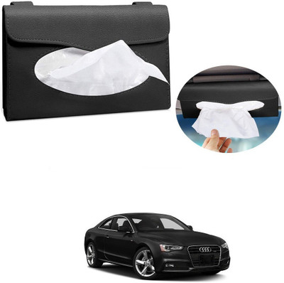 AutoGnix Car Tissue Holder Sun Visor Tissue Box Holder PU Leather Tissue Box For Audi A5 Vehicle Tissue Dispenser(Black)