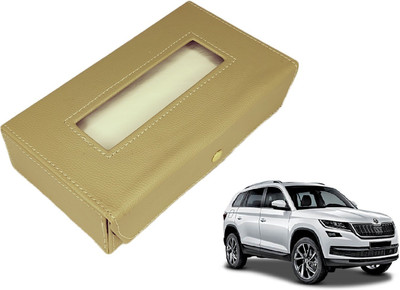 MOCKHE Basic-Beige Tissue Box Leatherette-348 Vehicle Tissue Dispenser(Beige)