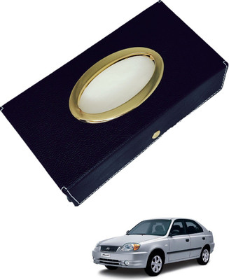 MOCKHE Chrom-Black Tisue Box Leatherete-542 Vehicle Tissue Dispenser(Black)