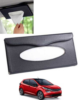 CCMM Universal Leatherite Black Rectangle Tissue Paper Box/Dispencer For Car-16 Vehicle Tissue Dispenser(Black)