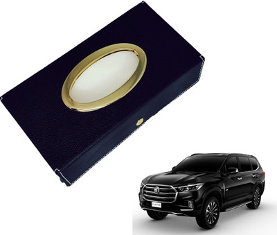 MOCKHE Chrom-Black Tisue Box Leatherete-206 Vehicle Tissue Dispenser(Black)