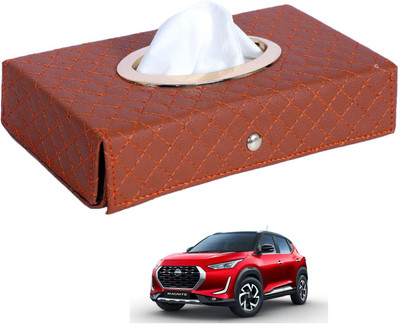 MOCKHE Cross-Tan Tissue Box Leatherette-262 Vehicle Tissue Dispenser(Grey)
