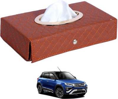 MOCKHE Cross-Tan Tissue Box Leatherette-344 Vehicle Tissue Dispenser(Grey)