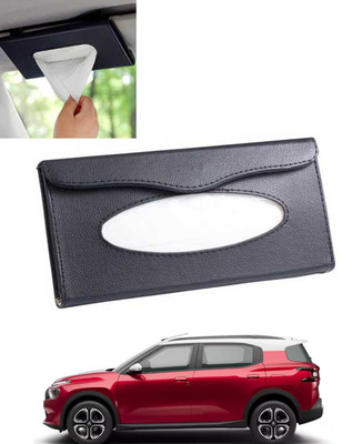 MSNP Universal Leatherite Rectangle Black Tissue Box For Car/office/Home-43 Vehicle Tissue Dispenser(Black)
