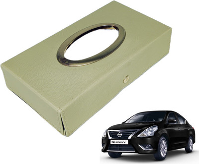 MOCKHE Chrom-Beige Tisue Box Leatherete-807 Vehicle Tissue Dispenser(Beige)