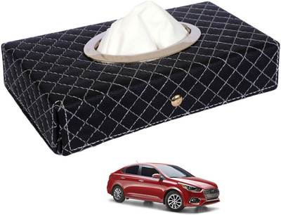 MOCKHE Cross-Black Tissue Box Leatherette-115 Vehicle Tissue Dispenser(Black)