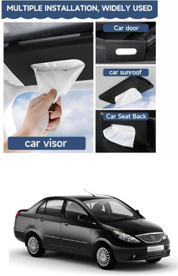 PRTEK Black Car Tissue Napkin Holder for Sun Visor and Backseat – Universal Fit W5 Vehicle Tissue Dispenser(Black)