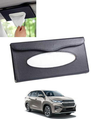 MSNP Universal Leatherite Rectangle Black Tissue Box For Car/office/Home-156 Vehicle Tissue Dispenser(Black)