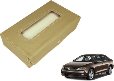 MOCKHE Basic-Beige Tissue Box Leatherette-344 Vehicle Tissue Dispenser(Beige)
