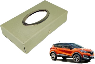 MOCKHE Chrom-Beige Tisue Box Leatherete-632 Vehicle Tissue Dispenser(Beige)