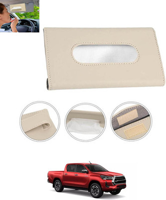 CCMM Universal Leatherite Beige Rectangle Tissue Paper Box/Dispencer For Car-140 Vehicle Tissue Dispenser(Beige)
