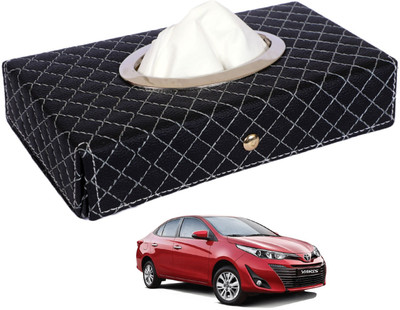 MOCKHE Cross-Black Tissue Box Leatherette-129 Vehicle Tissue Dispenser(Black)