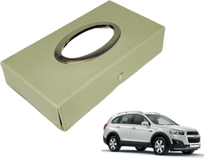 MOCKHE Chrom-Beige Tisue Box Leatherete-631 Vehicle Tissue Dispenser(Beige)
