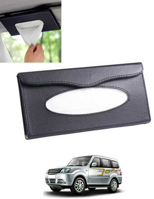 MSNP Universal Leatherite Rectangle Black Tissue Box For Car/office/Home-121 Vehicle Tissue Dispenser(Black)