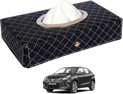 MOCKHE Cross-Black Tissue Box Leatherette-221 Vehicle Tissue Dispenser(Black)