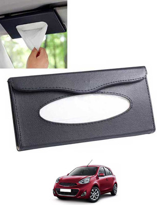 CCMM Universal Leatherite Black Rectangle Tissue Paper Box/Dispencer For Car-188 Vehicle Tissue Dispenser(Black)