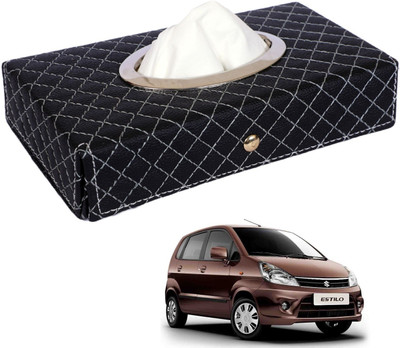 MOCKHE Cross-Black Tissue Box Leatherette-131 Vehicle Tissue Dispenser(Black)
