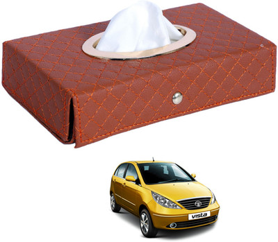 MOCKHE Cross-Tan Tissue Box Leatherette-238 Vehicle Tissue Dispenser(Grey)