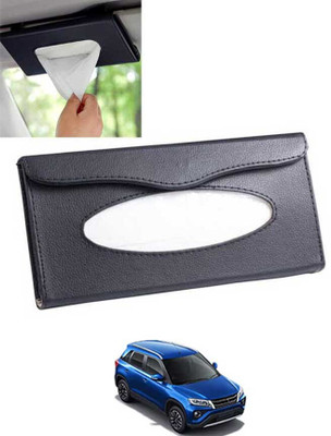 monolive Black Leatherite Rectangle Shape Fancy Design Tissue Dispencer For Car-208 Vehicle Tissue Dispenser(Black)