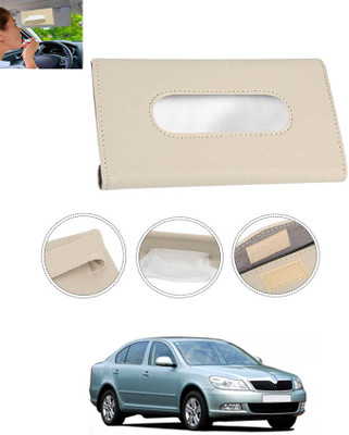 CCMM Universal Leatherite Beige Rectangle Tissue Paper Box/Dispencer For Car-176 Vehicle Tissue Dispenser(Beige)