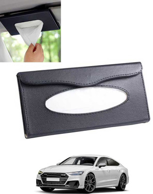 MSNP Universal Leatherite Rectangle Black Tissue Box For Car/office/Home-224 Vehicle Tissue Dispenser(Black)