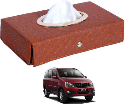 MOCKHE Cross-Tan Tissue Box Leatherette-360 Vehicle Tissue Dispenser(Grey)