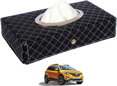 MOCKHE Cross-Black Tissue Box Leatherette-108 Vehicle Tissue Dispenser(Black)