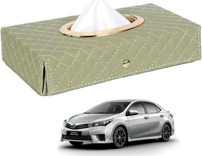 MOCKHE Cross-Beige Tissue Box Leatherette-416 Vehicle Tissue Dispenser(Beige)