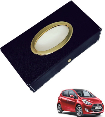 MOCKHE Chrom-Black Tisue Box Leatherete-519 Vehicle Tissue Dispenser(Black)