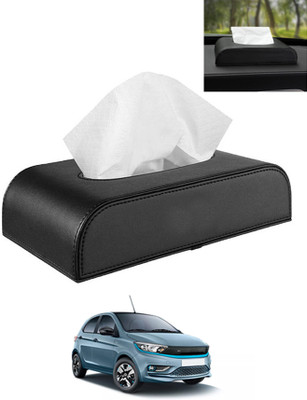 MATIES Leathrite New Design Black D-Shape Tissue Holder For-Tiago Ev Tata 2022 Vehicle Tissue Dispenser(Beige)