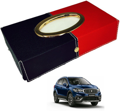 MOCKHE Chrom-Black-Red Tisue Box Leatherete-481 Vehicle Tissue Dispenser(Black, Red)