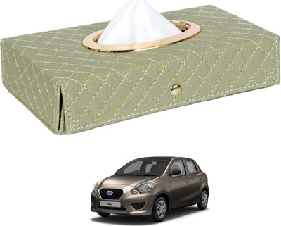 MOCKHE Cross-Beige Tissue Box Leatherette-458 Vehicle Tissue Dispenser(Beige)