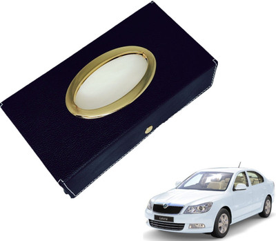 MOCKHE Chrom-Black Tisue Box Leatherete-162 Vehicle Tissue Dispenser(Black)