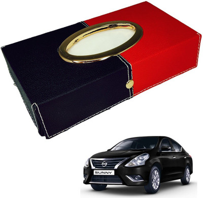 MOCKHE Chrom-Black-Red Tisue Box Leatherete-612 Vehicle Tissue Dispenser(Black, Red)