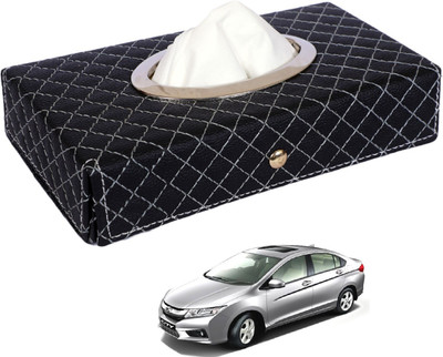 MOCKHE Cross-Black Tissue Box Leatherette-409 Vehicle Tissue Dispenser(Black)